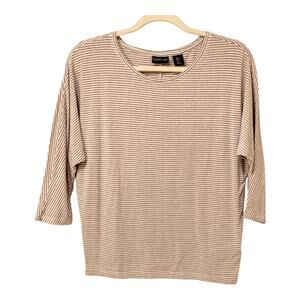 Rachel Zoe Beige and White Striped Dolman Sleeve Top Size Small